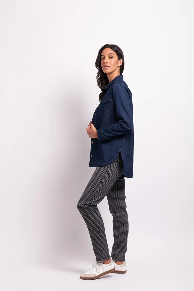 Denim Shacket in Dark Indigo