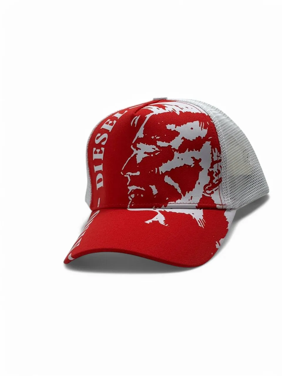 Diesel Red Trucker Cap – Bold Logo & Graphic Mesh Hat
