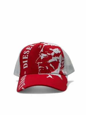 Diesel Red Trucker Cap – Bold Logo & Graphic Mesh Hat