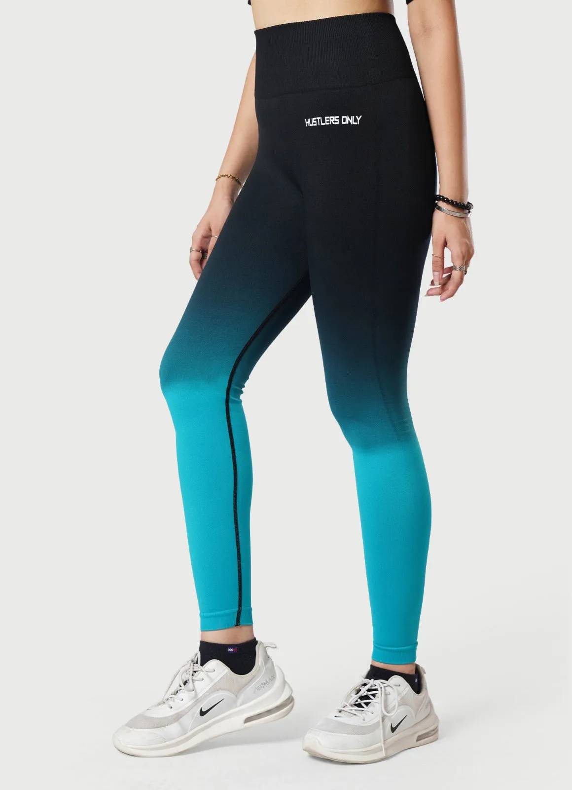 Dip Dye Seamless Leggings - Cyan