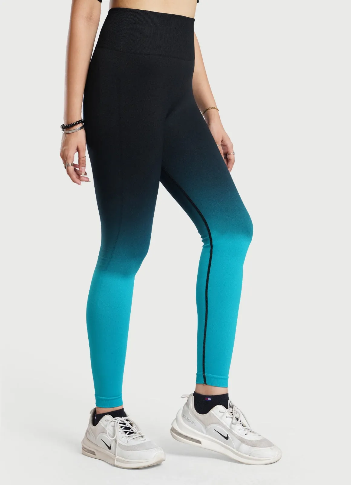 Dip Dye Seamless Leggings - Cyan