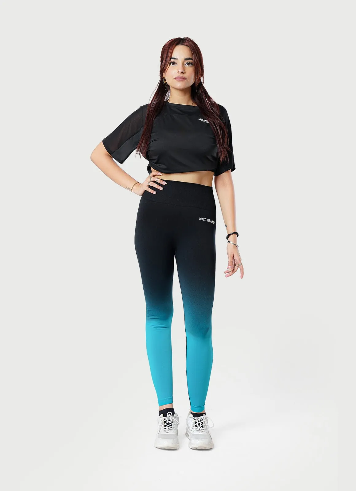 Dip Dye Seamless Leggings - Cyan