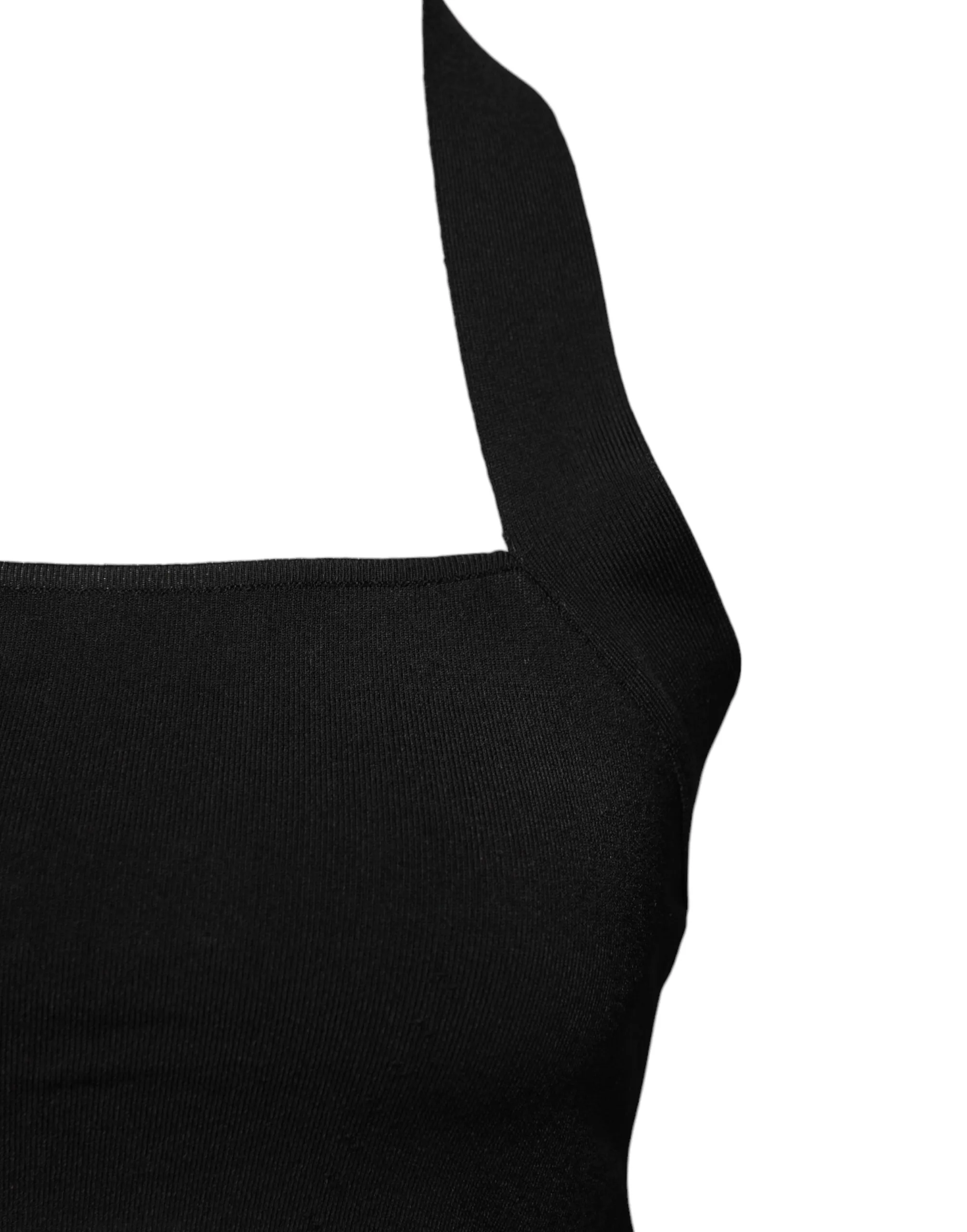 Dolce & Gabbana Black Sleeveless Halter Cropped Backless Top