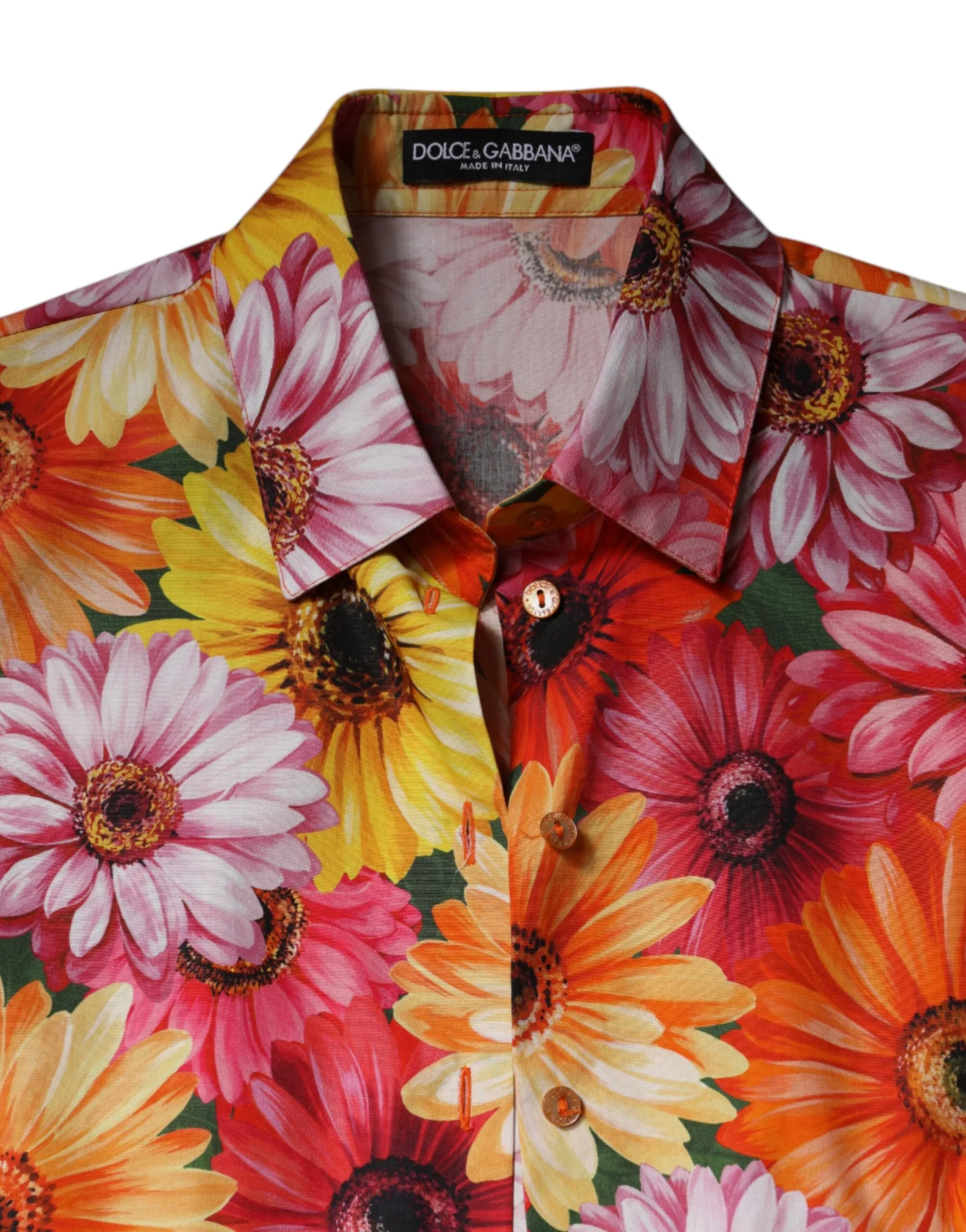 Dolce & Gabbana Multicolor Floral Cotton Cropped Blouse Top
