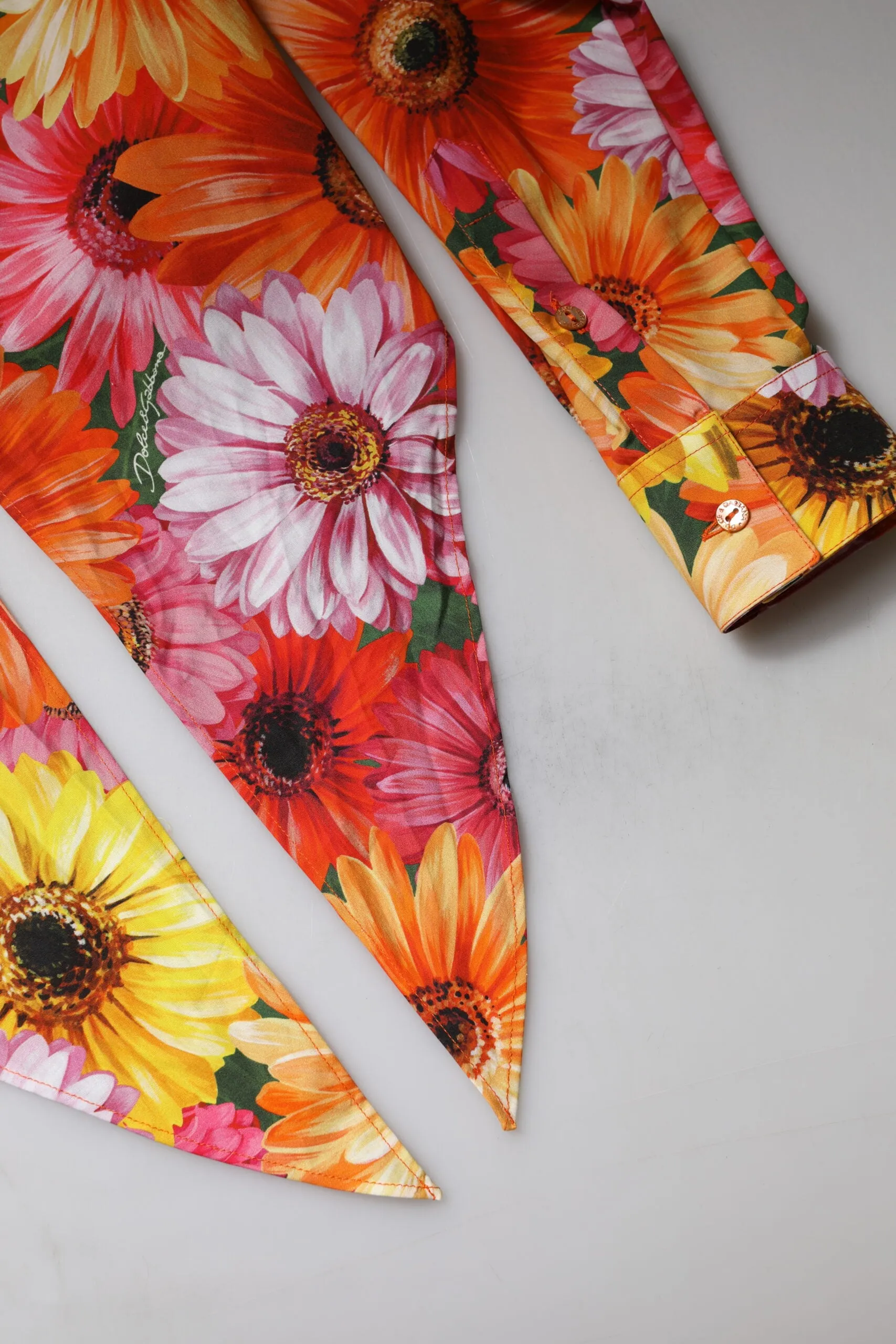 Dolce & Gabbana Multicolor Floral Cotton Cropped Blouse Top