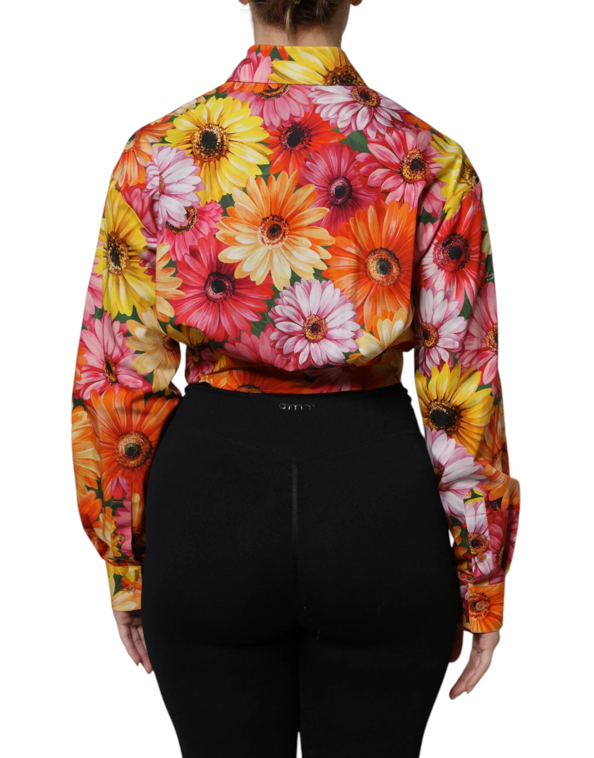 Dolce & Gabbana Multicolor Floral Cotton Cropped Blouse Top