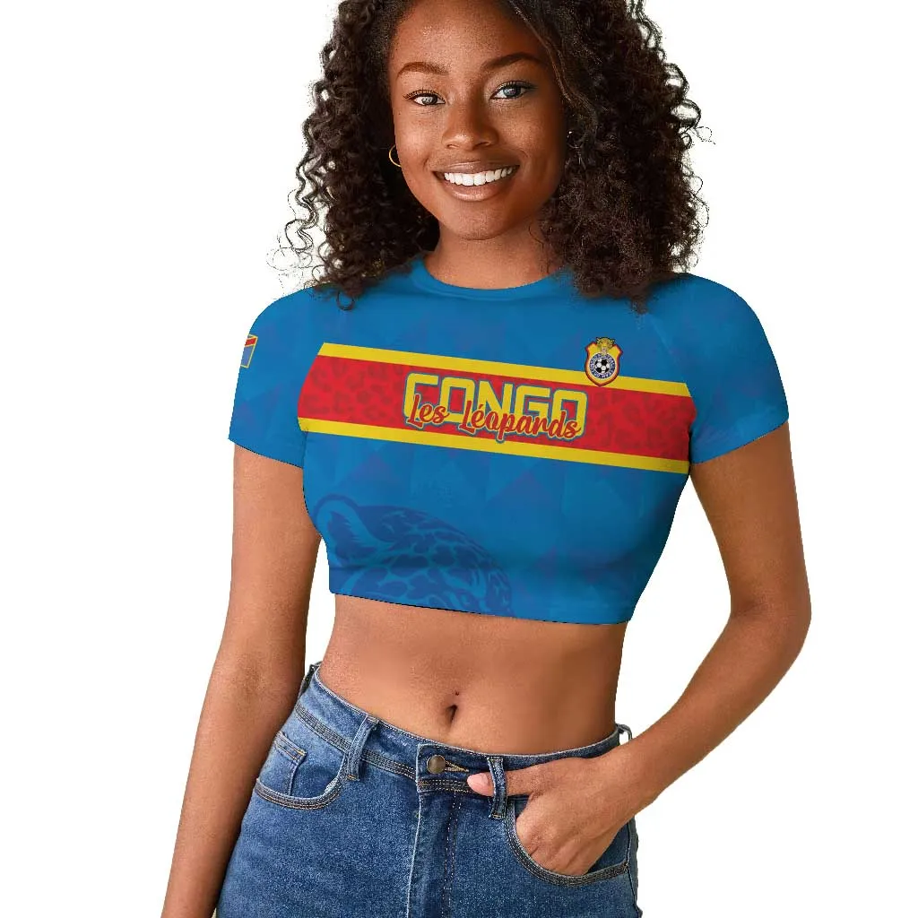 DR Congo Football Custom Raglan Cropped T shirt Go Champions LT15
