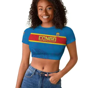 DR Congo Football Custom Raglan Cropped T shirt Go Champions LT15