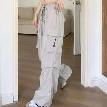 Drawstring Grey Cargo Pants