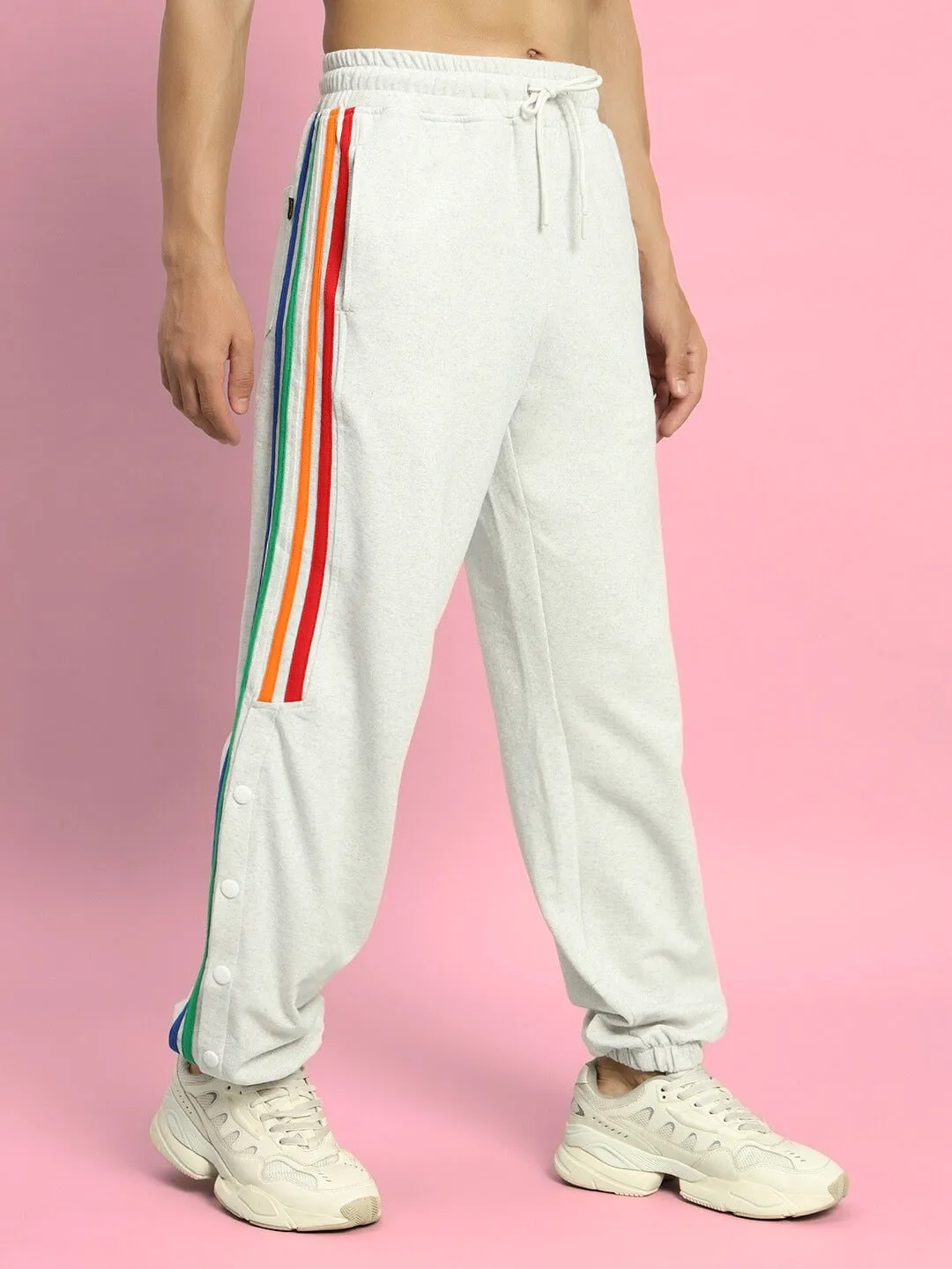 DUDS PRISM COLORFUL STRIPE JOGGERS (MELANGE GREY)