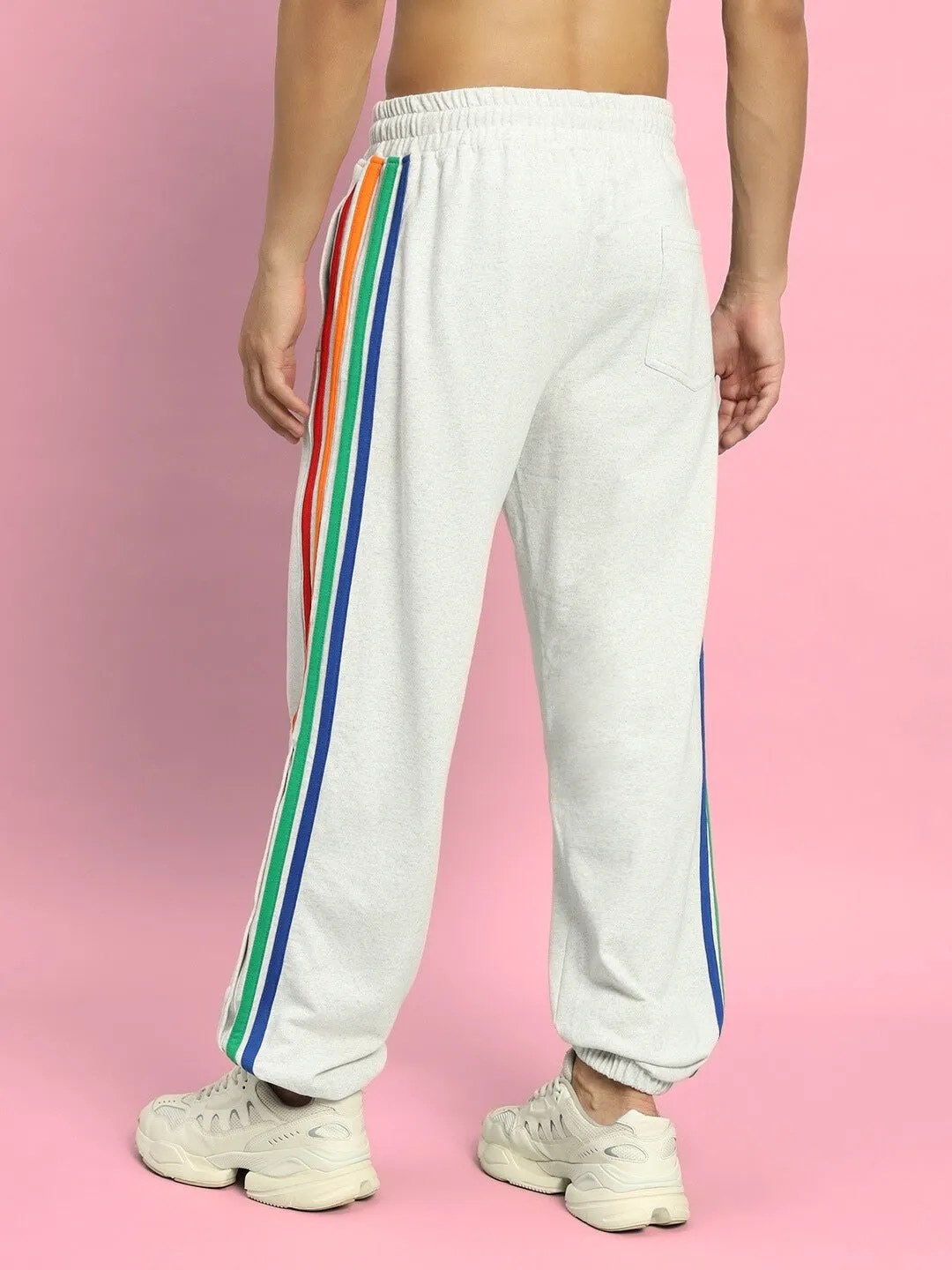 DUDS PRISM COLORFUL STRIPE JOGGERS (MELANGE GREY)