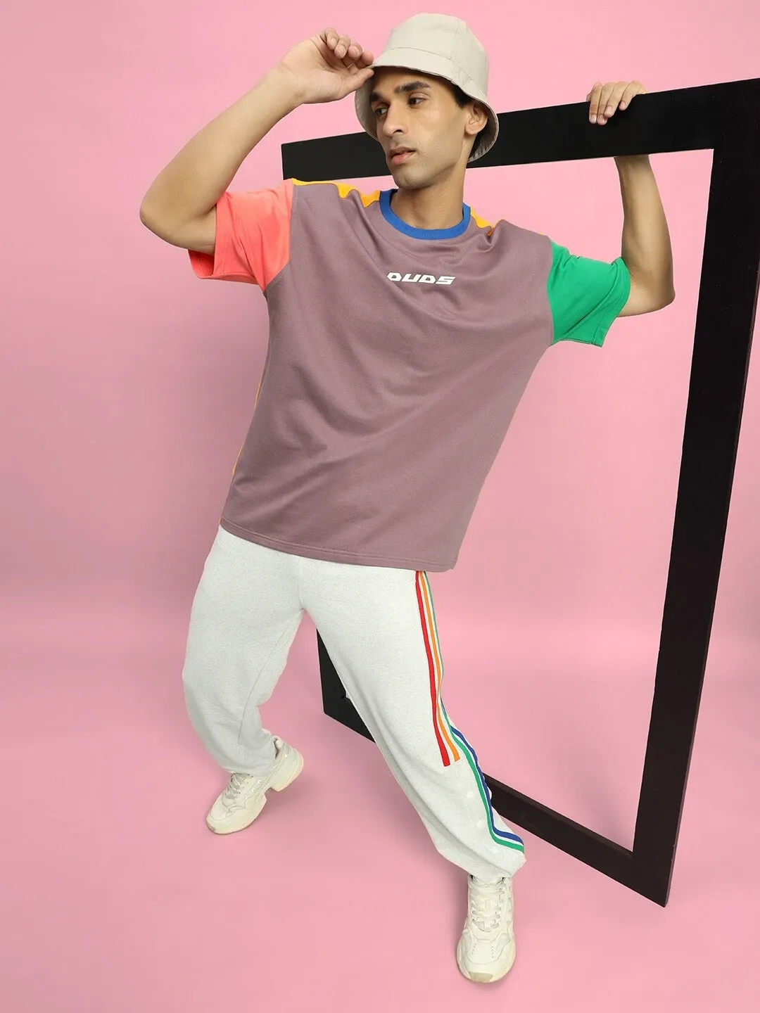 DUDS PRISM COLORFUL STRIPE JOGGERS (MELANGE GREY)