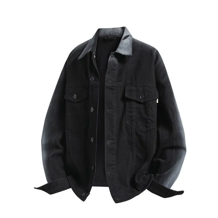 Durable Gradient Trucker Jacket Featuring a Stand-Up Collar