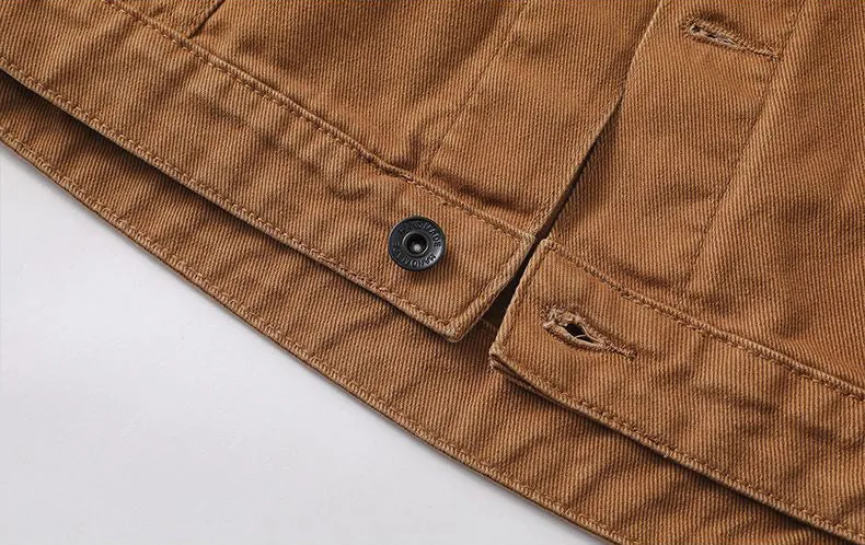 Durable Gradient Trucker Jacket Featuring a Stand-Up Collar
