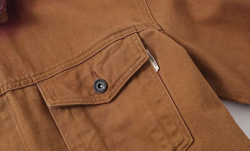 Durable Gradient Trucker Jacket Featuring a Stand-Up Collar