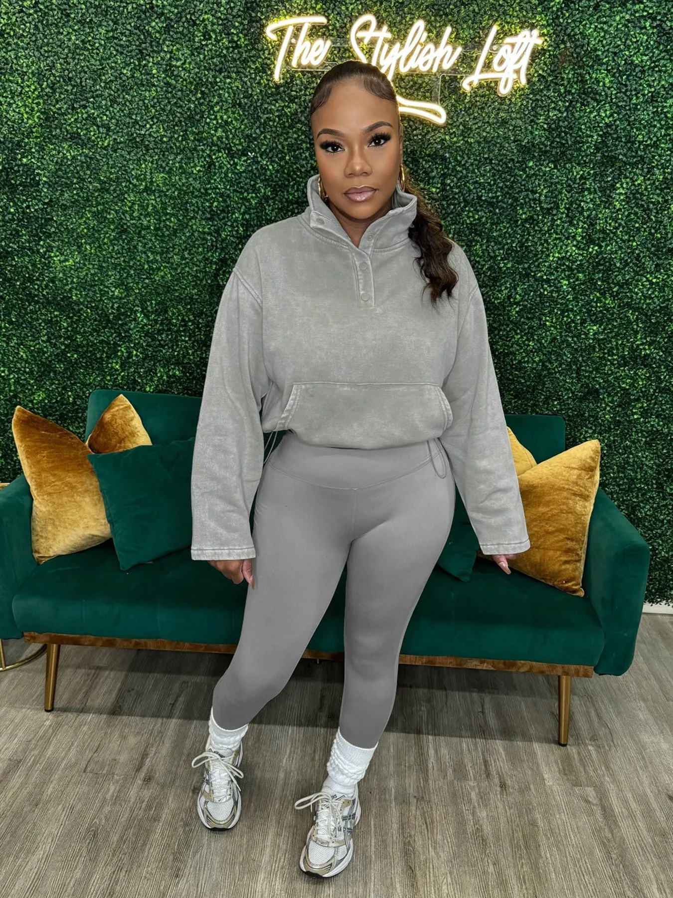 Effortless Comfort Cotton Zip-Up Top and High-Waisted Pants Set