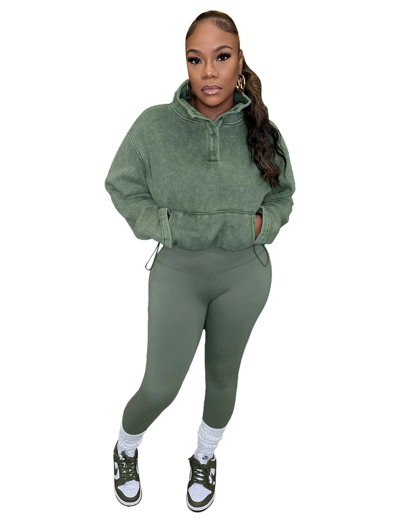 Effortless Comfort Cotton Zip-Up Top and High-Waisted Pants Set