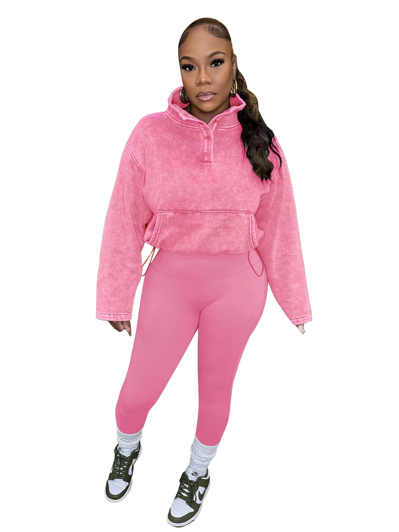 Effortless Comfort Cotton Zip-Up Top and High-Waisted Pants Set