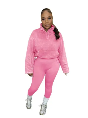 Effortless Comfort Cotton Zip-Up Top and High-Waisted Pants Set