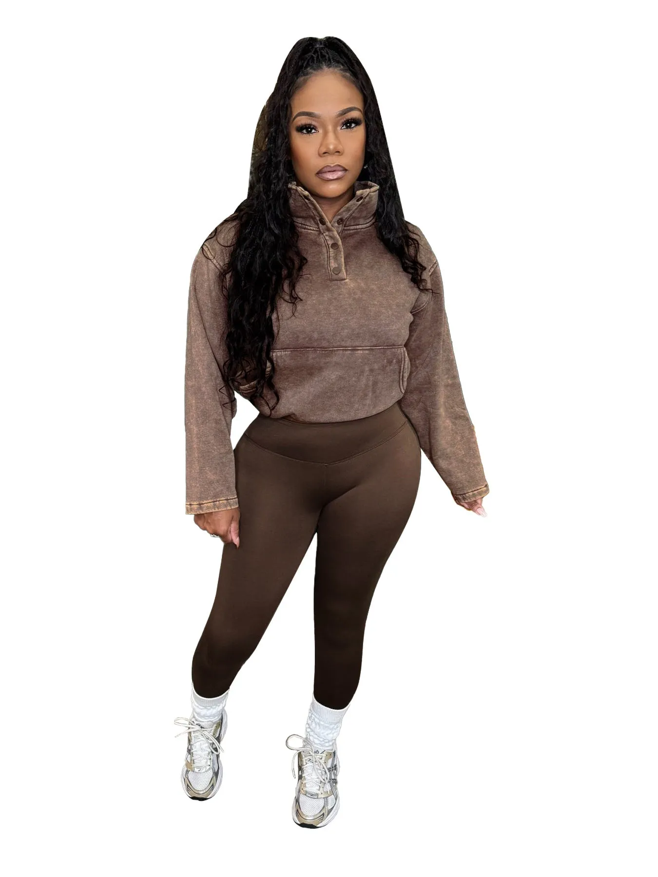 Effortless Comfort Cotton Zip-Up Top and High-Waisted Pants Set