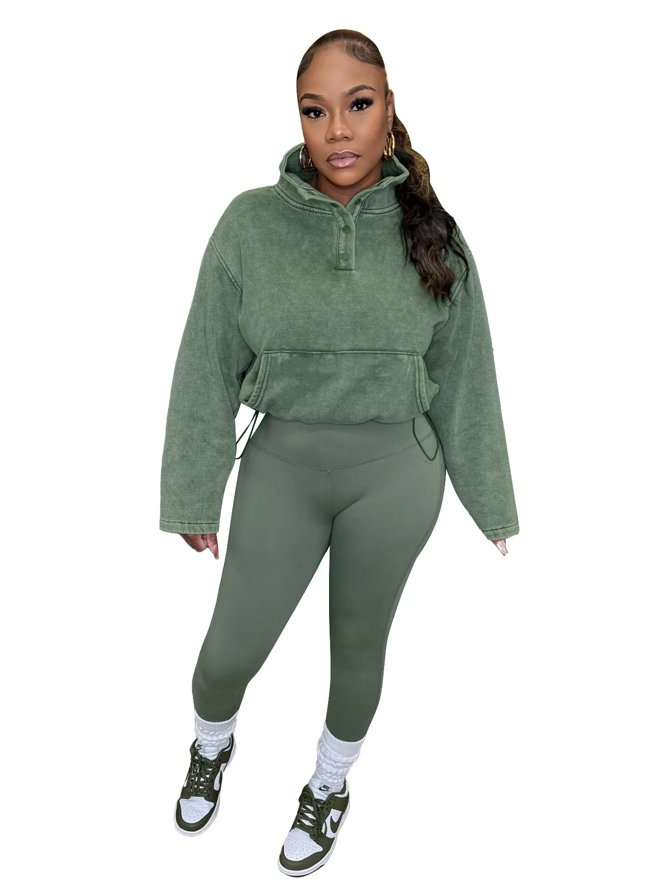Effortless Comfort Cotton Zip-Up Top and High-Waisted Pants Set