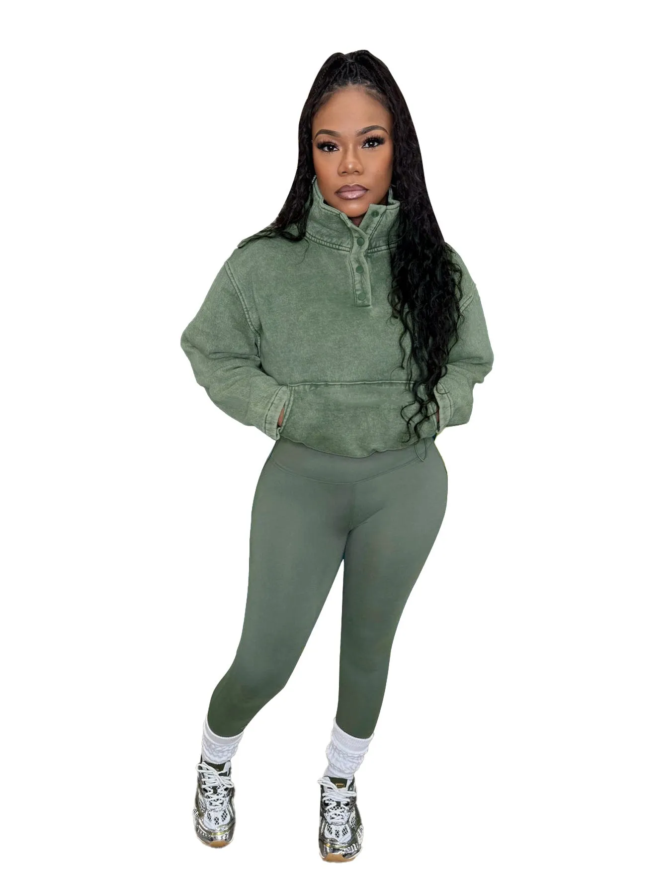 Effortless Comfort Cotton Zip-Up Top and High-Waisted Pants Set