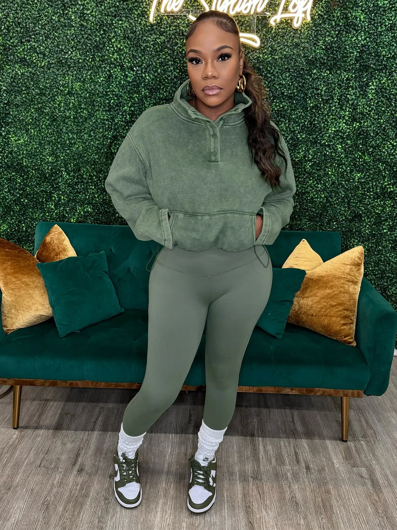 Effortless Comfort Cotton Zip-Up Top and High-Waisted Pants Set