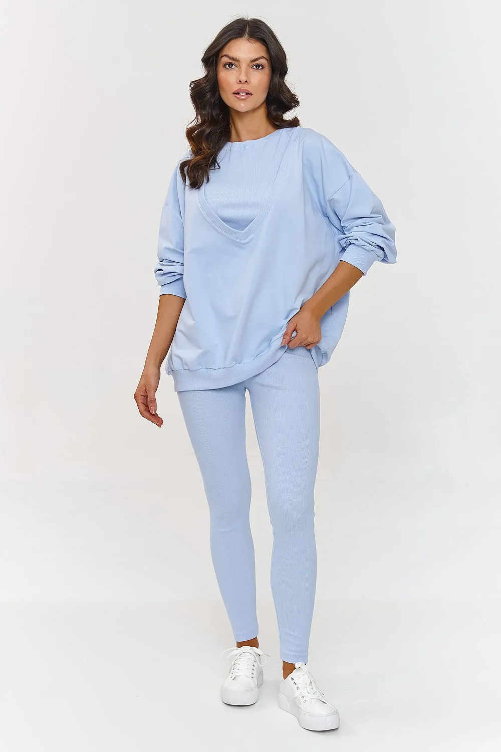 Elegant V-Neck Oversized Tracksuit Set