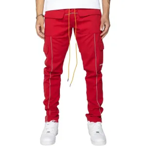 EPTM Men Reflective Piping Cargo Pants 30 (Red)
