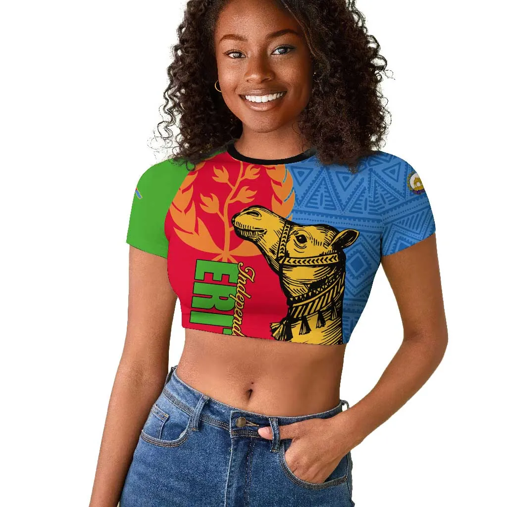 Eritrea Independence Day 2024 Raglan Cropped T shirt Eritrean Camel African Pattern LT01