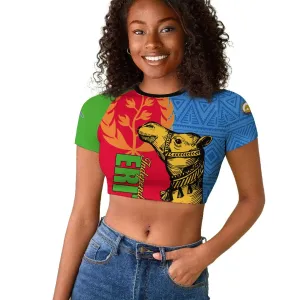 Eritrea Independence Day 2024 Raglan Cropped T shirt Eritrean Camel African Pattern LT01