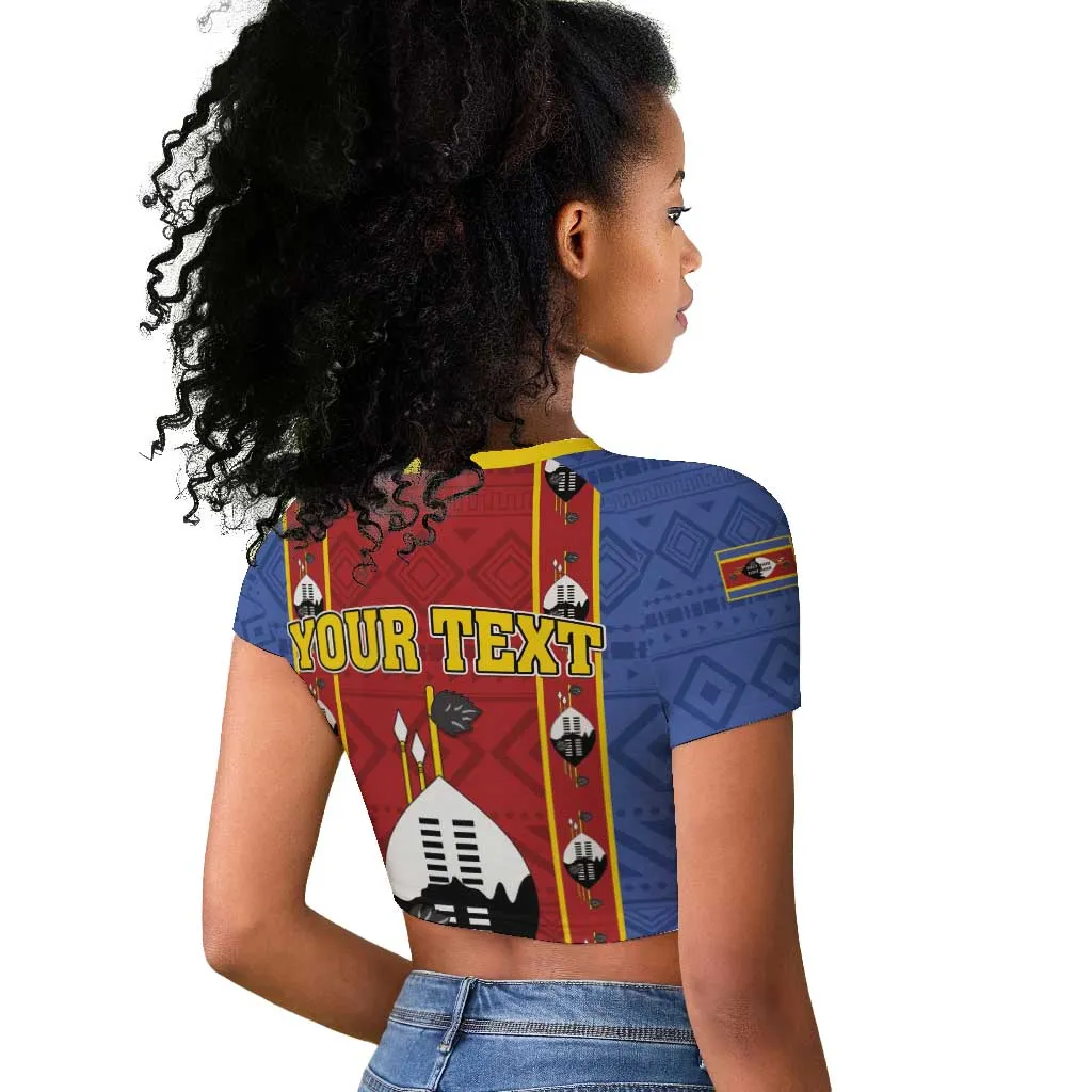 Eswatini African Pattern Raglan Cropped T shirt Swaziland Shield Siyinqaba LT01