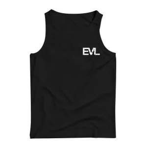 EVL Black Tank Top White Corner Logo