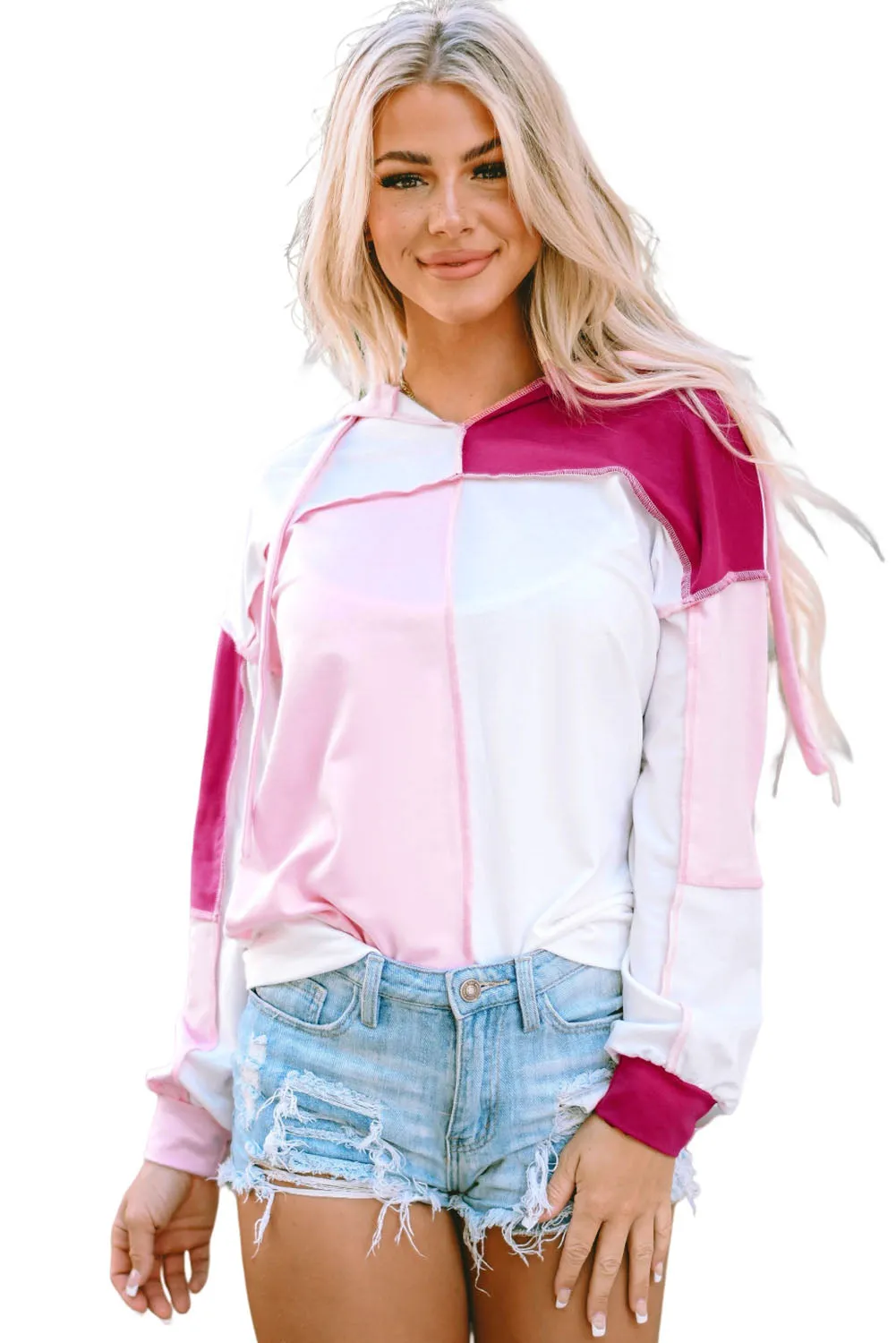 Exposed Seam Loose Sleeve Hoodie