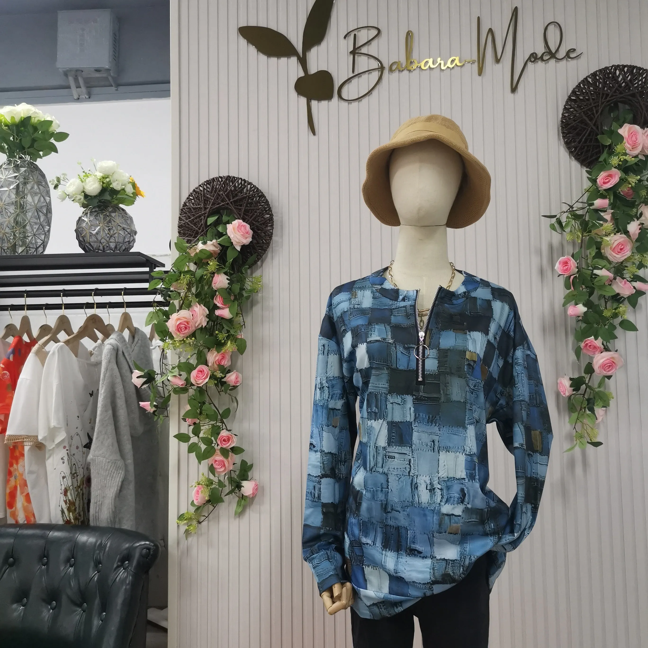 FallStil - Chambray Distressed Patchwork Top
