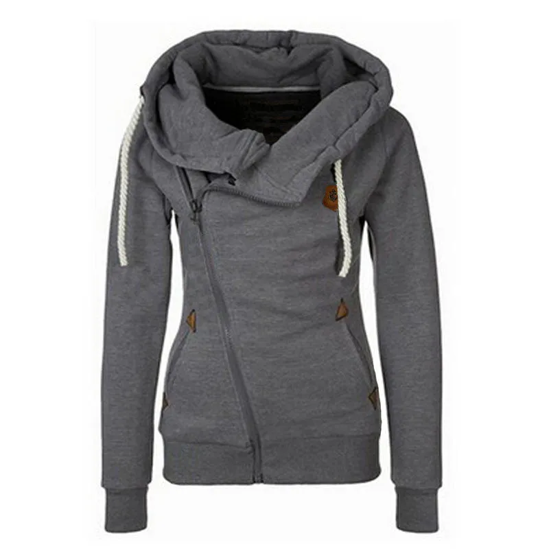 Fashion European Personality Women Jackets Hoodie Side Zipper Hooded Female Jacket Big Size M-2XL Tracksuits Sweatshirt