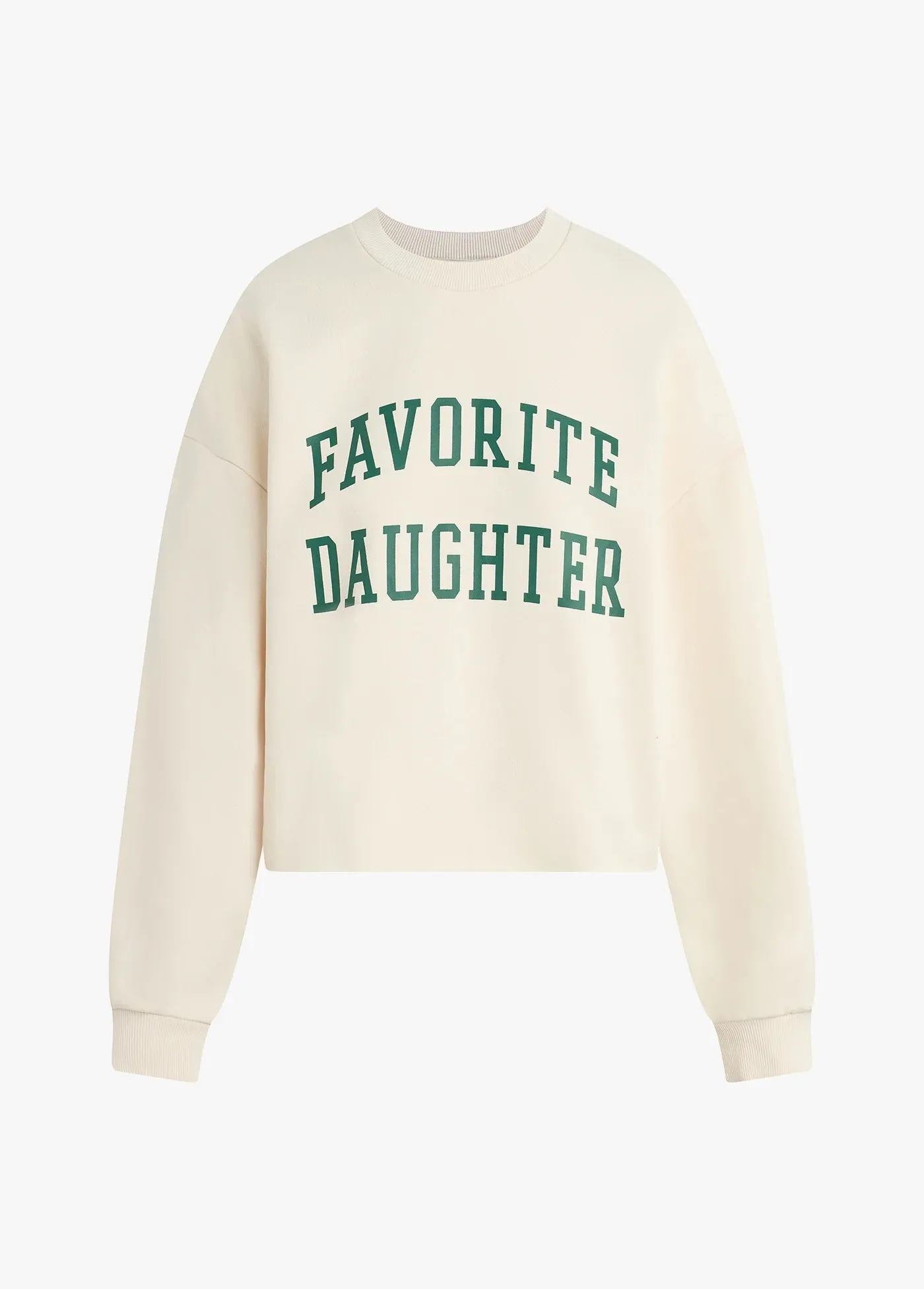 Favorite Daughter Cropped Collegiate Sweatshirt Gardenia w/Emerald