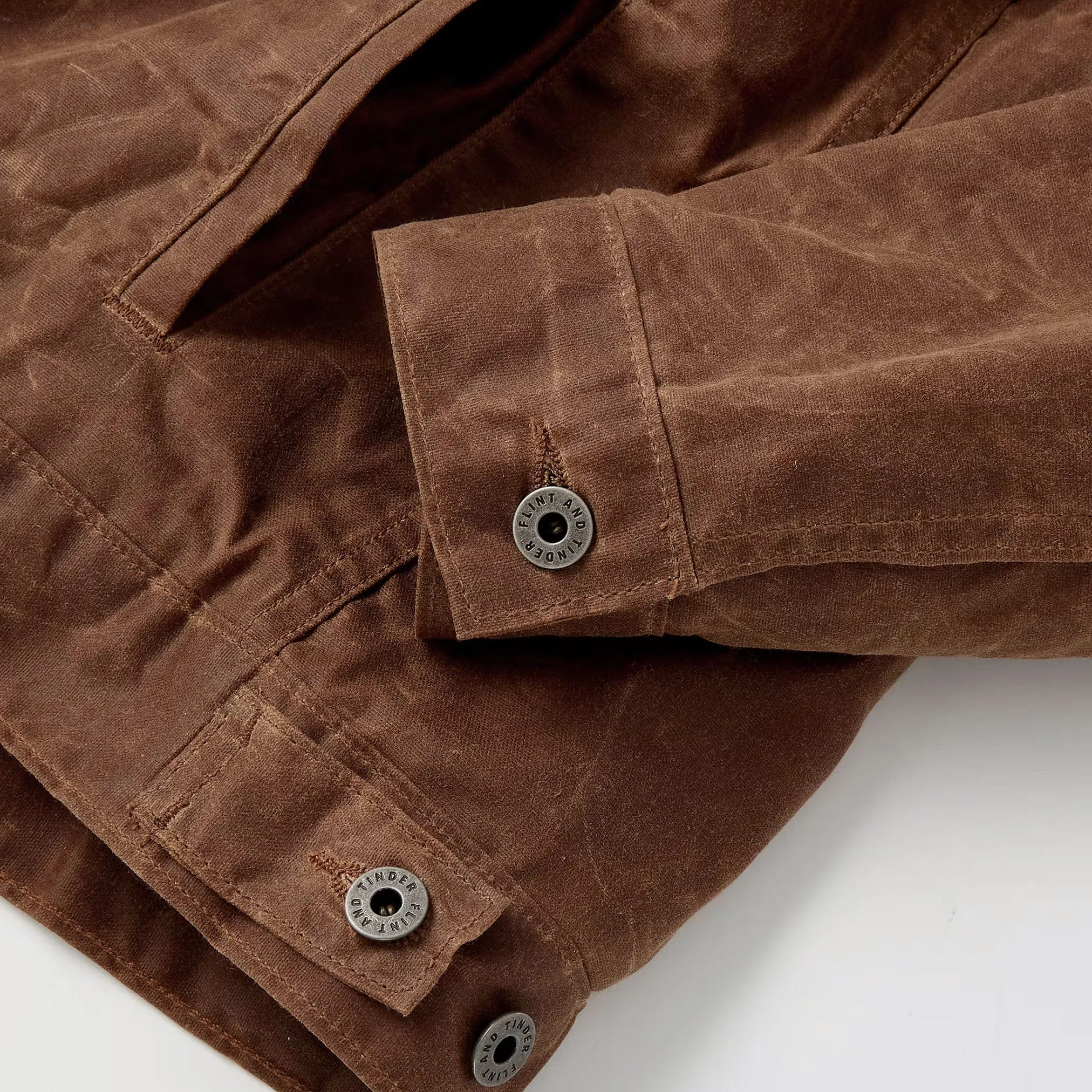 Flannel Lined Waxed Trucker Jacket in Havana
