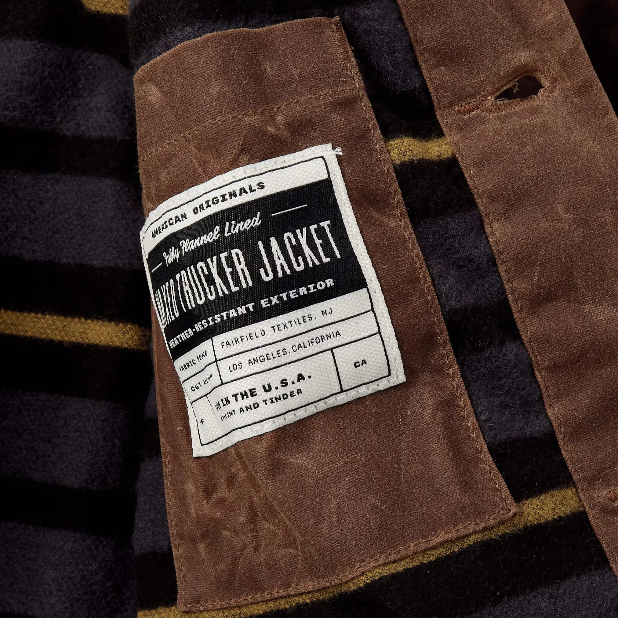 Flannel Lined Waxed Trucker Jacket in Havana