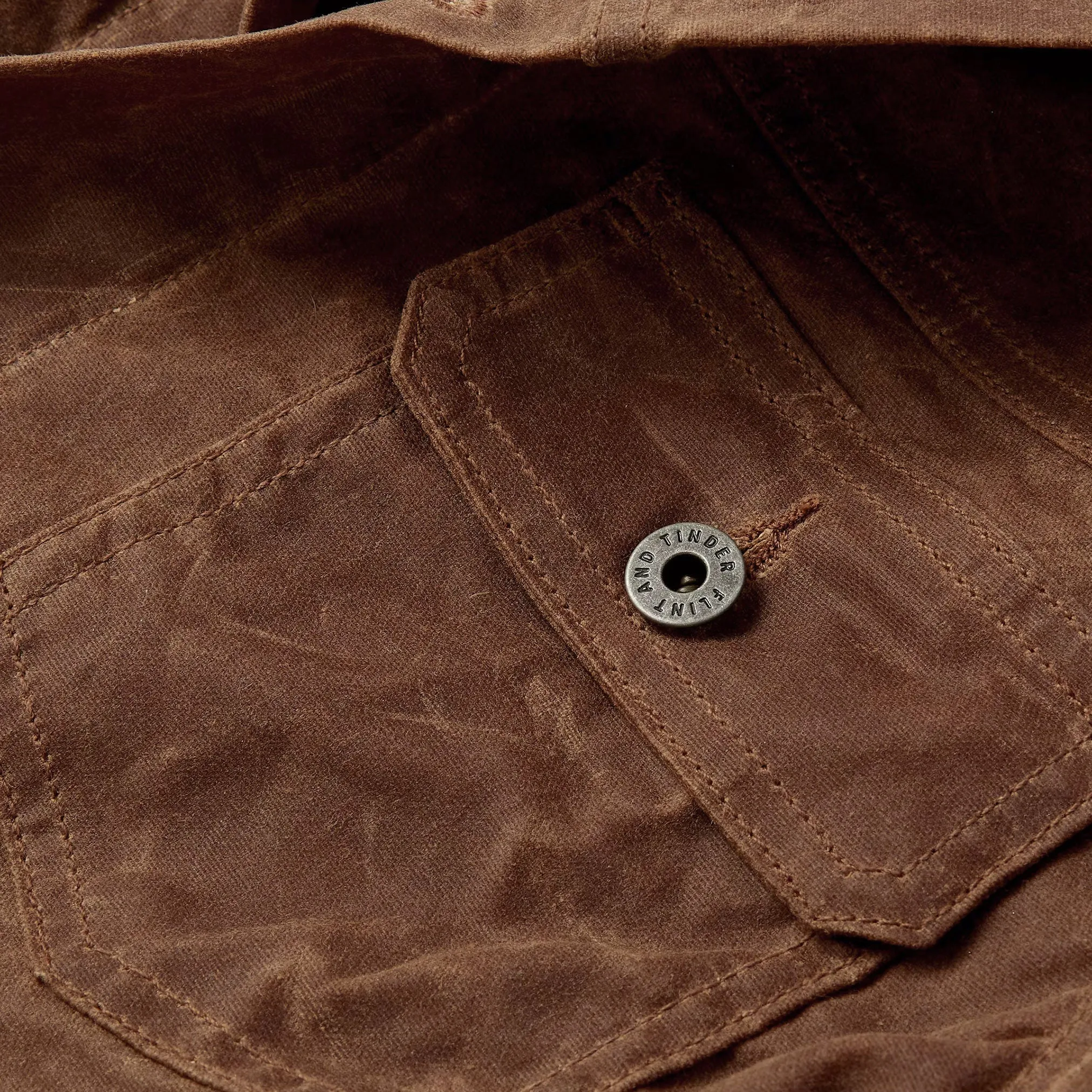 Flannel Lined Waxed Trucker Jacket in Havana
