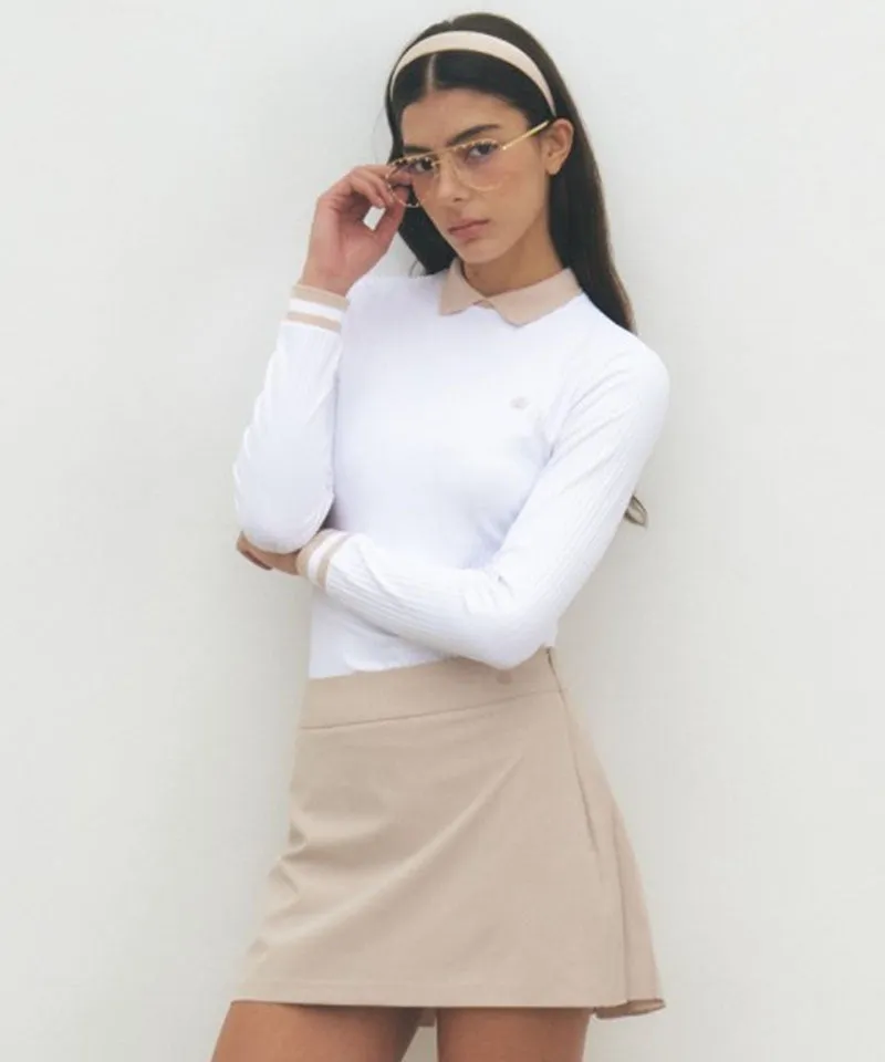 FORDI Collar Ribbed Long Sleeve T-Shirt - White