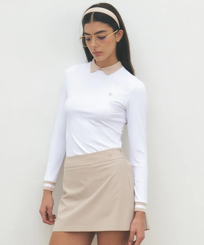 FORDI Collar Ribbed Long Sleeve T-Shirt - White