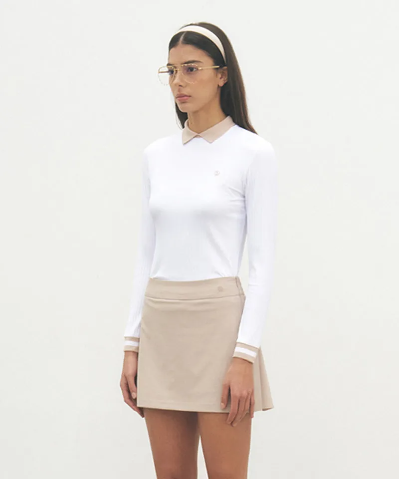 FORDI Collar Ribbed Long Sleeve T-Shirt - White
