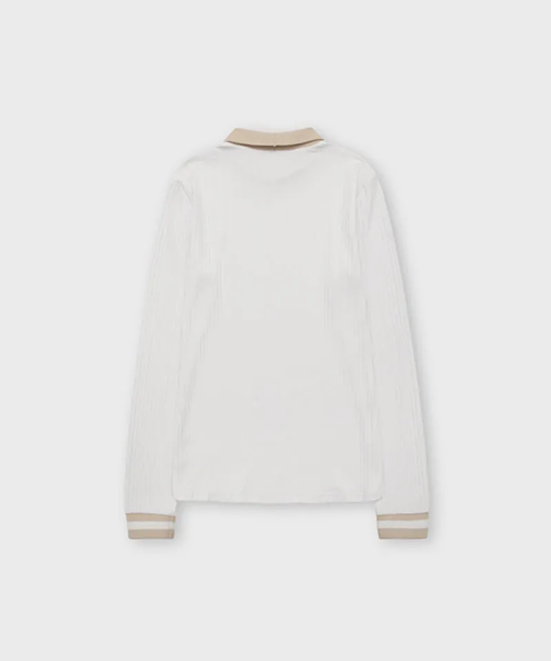 FORDI Collar Ribbed Long Sleeve T-Shirt - White