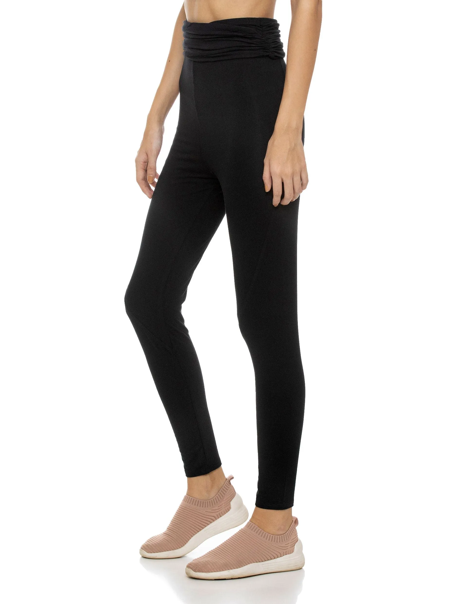 FULL LENGTH LEGGING WITH GATHERED WAIST (Black)