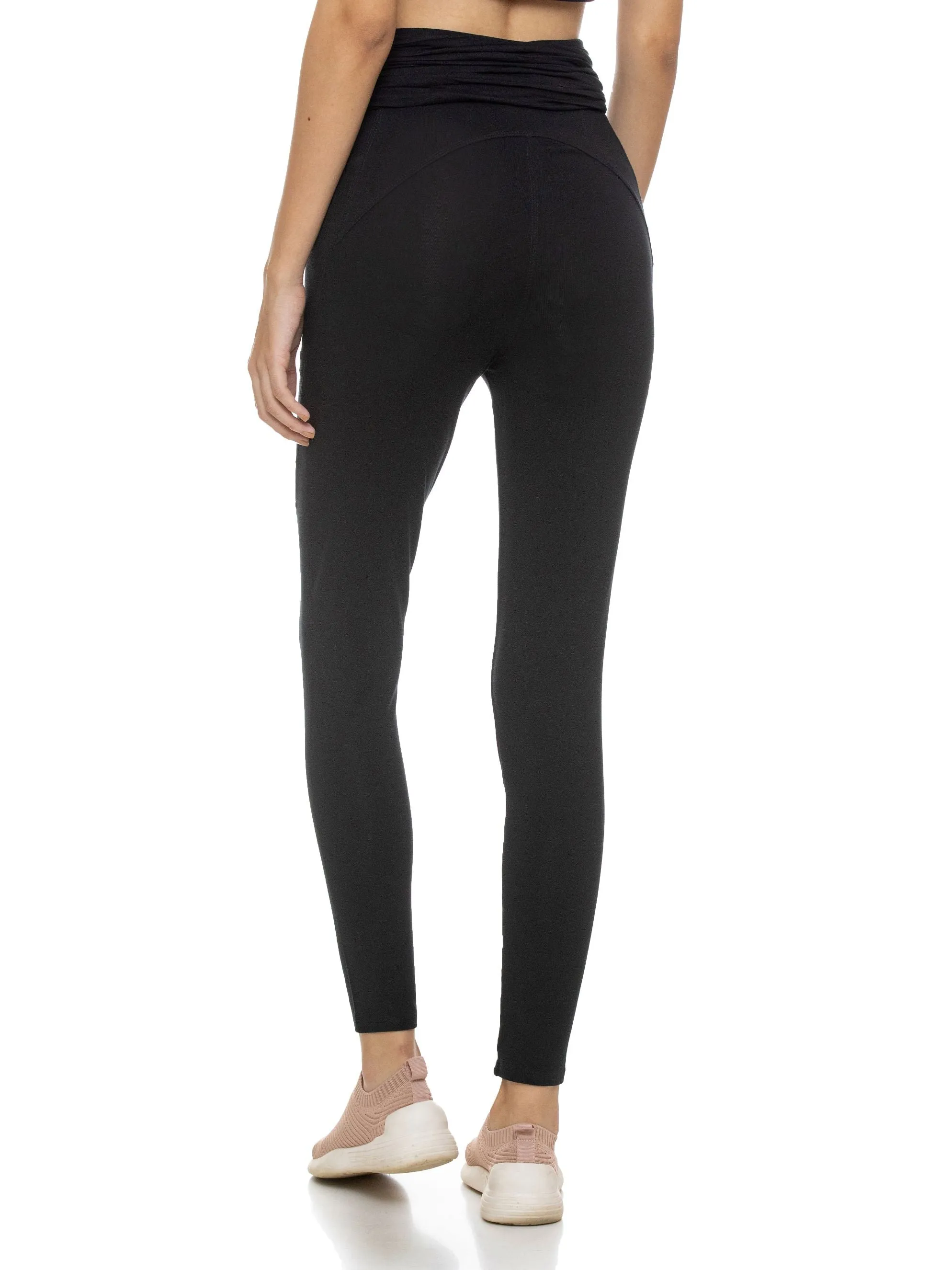 FULL LENGTH LEGGING WITH GATHERED WAIST (Black)