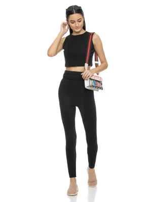 FULL LENGTH LEGGING WITH GATHERED WAIST (Black)