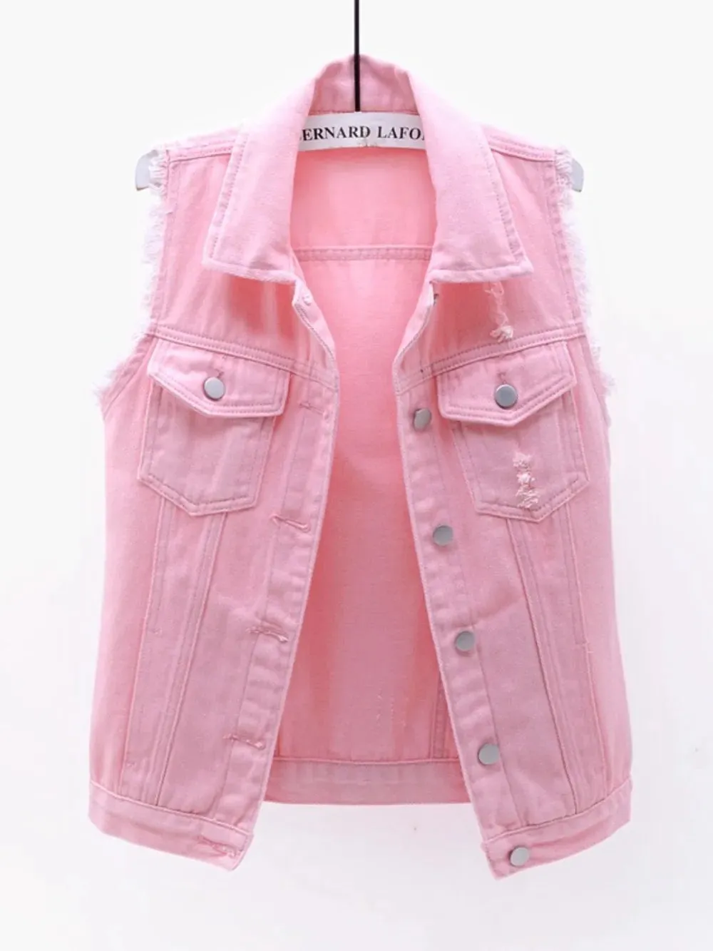 Full Size Button Down Raw Hem Sleeveless Denim Jacket Plus Size