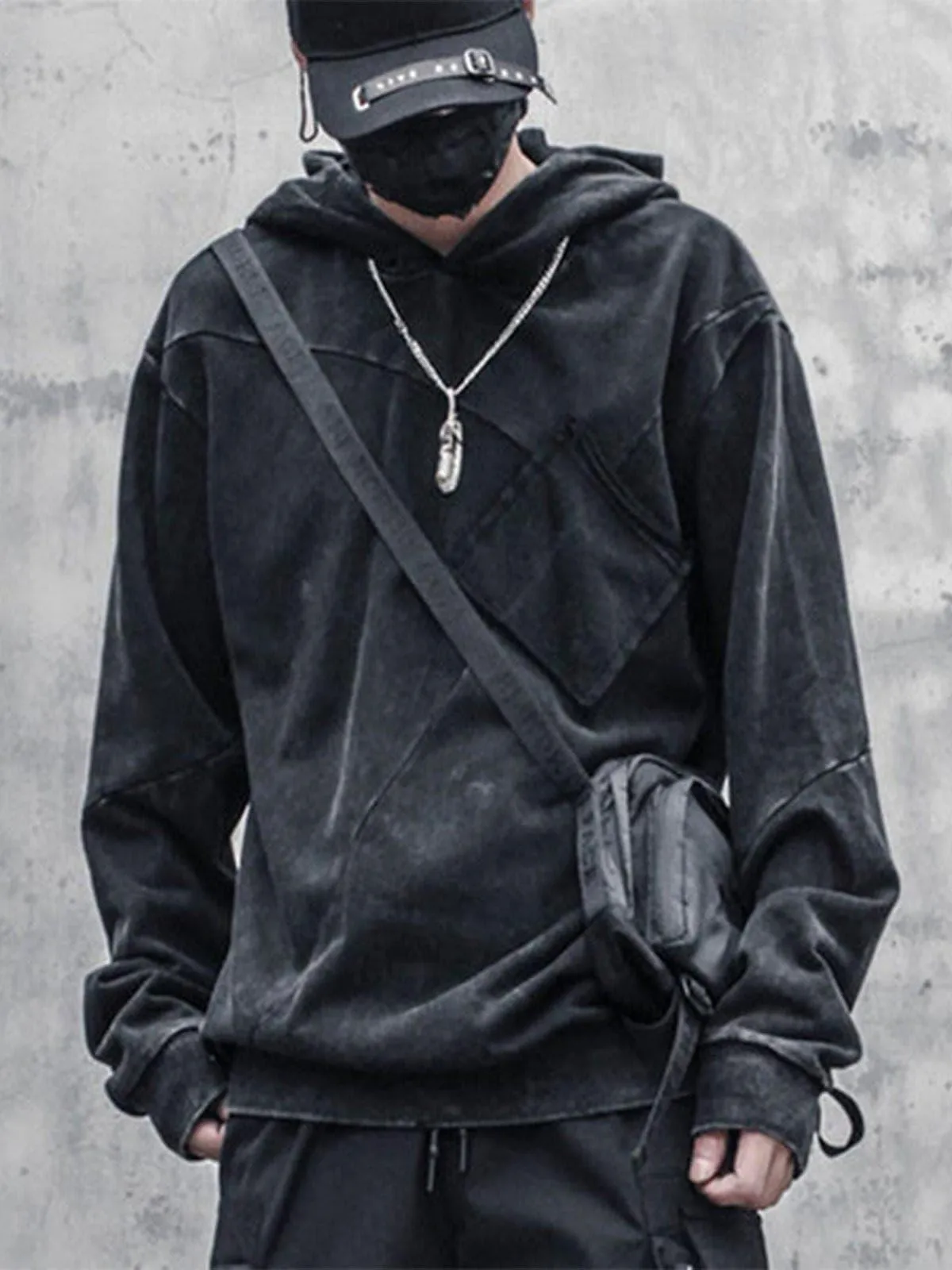 Function Vintage Patchwork Washed Hoodie