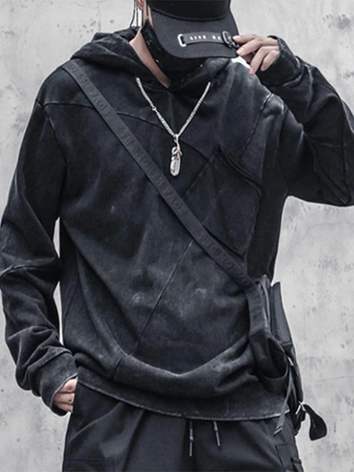 Function Vintage Patchwork Washed Hoodie
